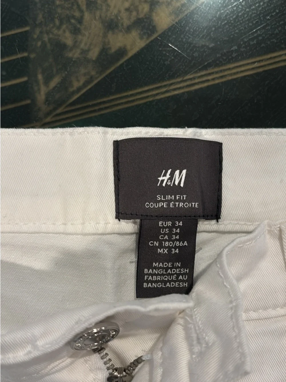 H&M White Slim Fit Denim Shorts